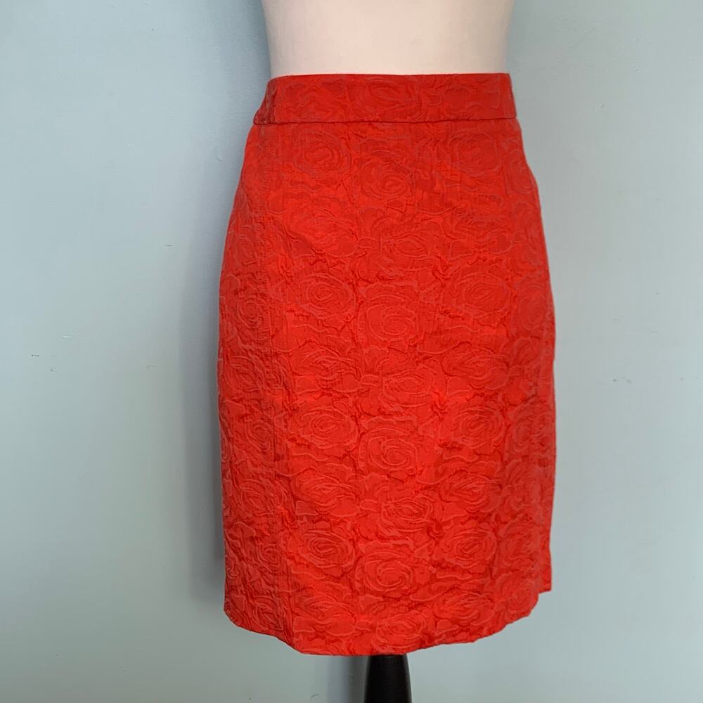 Anthropologie Coral-Orange Textured Pencil Skirt - Picture 2 of 9